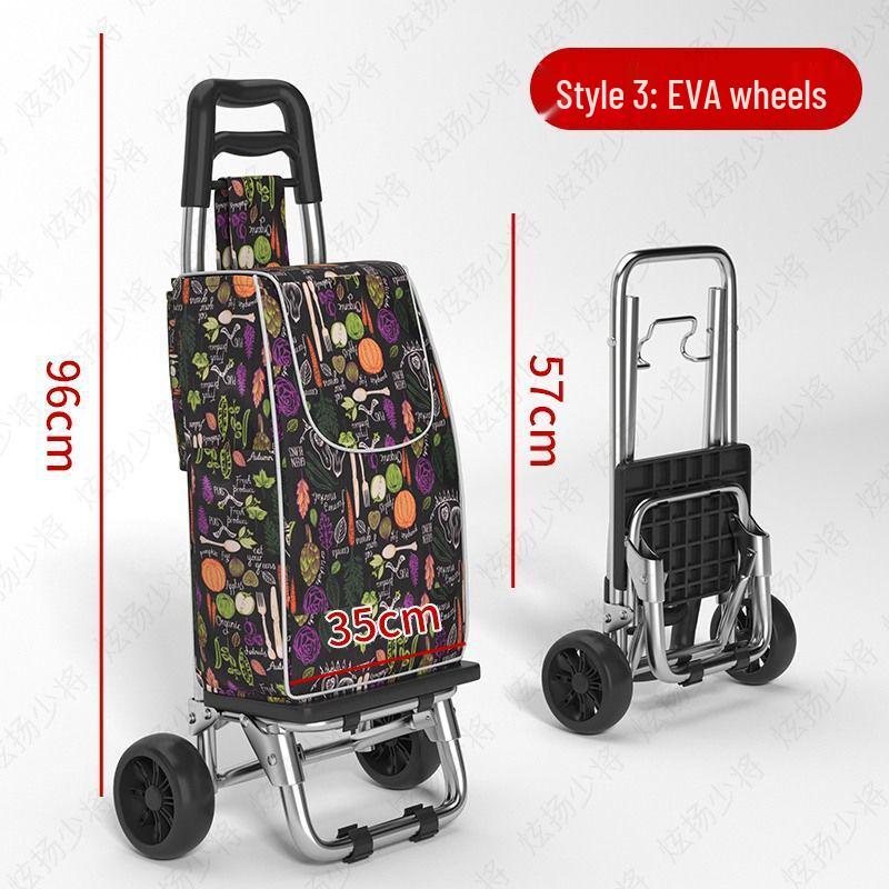 Lightweight Folding Shopping Cart: Portable Trolley for Groceries, Vegetables, and Household Items; Ideal for Elderly Use.