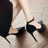 2025 New Women's One Strap Pleated Design Stiletto Single Shoes Autumn New French High-end Platform Heels