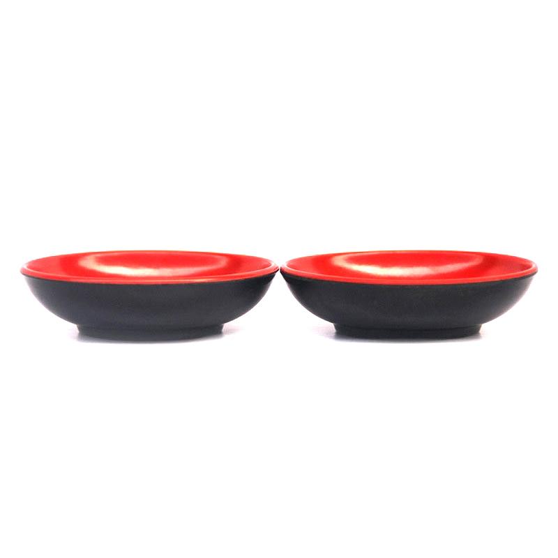 3pcs Red And Black Round Sauce Dishes Food Dipping Bowls Melamine Seasoning Dish Appetizer Plates Round Seasoning Dish/