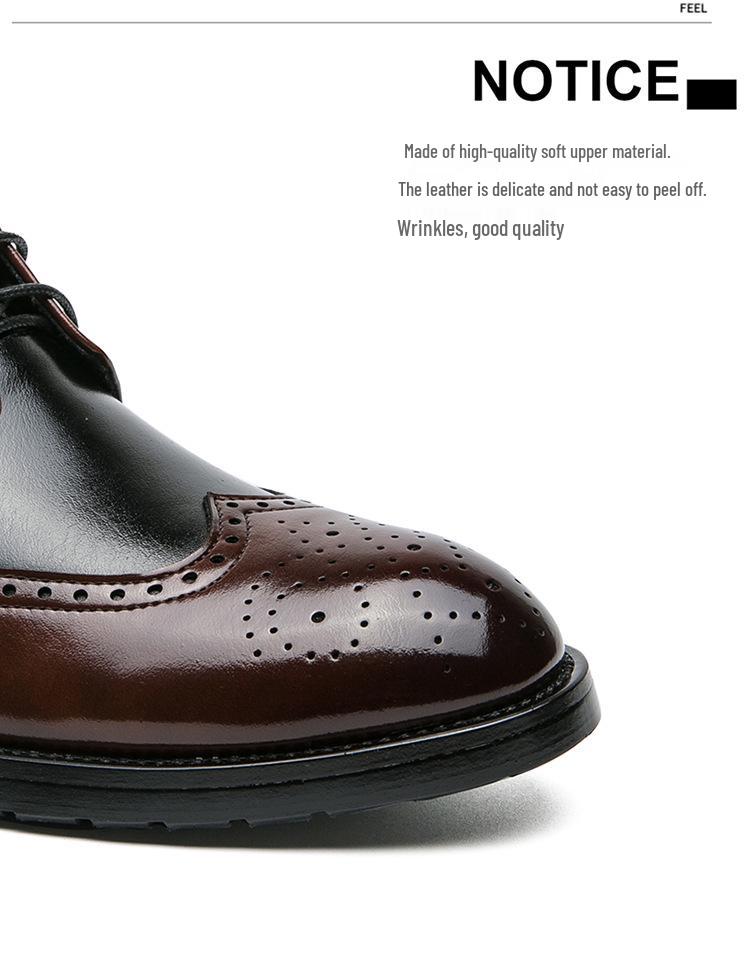 Men's Autumn Plus Size Colorblock Pointed Toe Leather Ankle Boots - Formal/Casual High-Top with Zipper