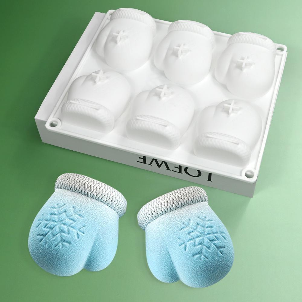 

6 Отверстий Снежинка Перчатки Форма Варежки Рождественская Шапка DIY Торт Силиконовая Форма Мусс Выпечка для Ручной Работы Выпечка Декоративная Форма для Свечей glove