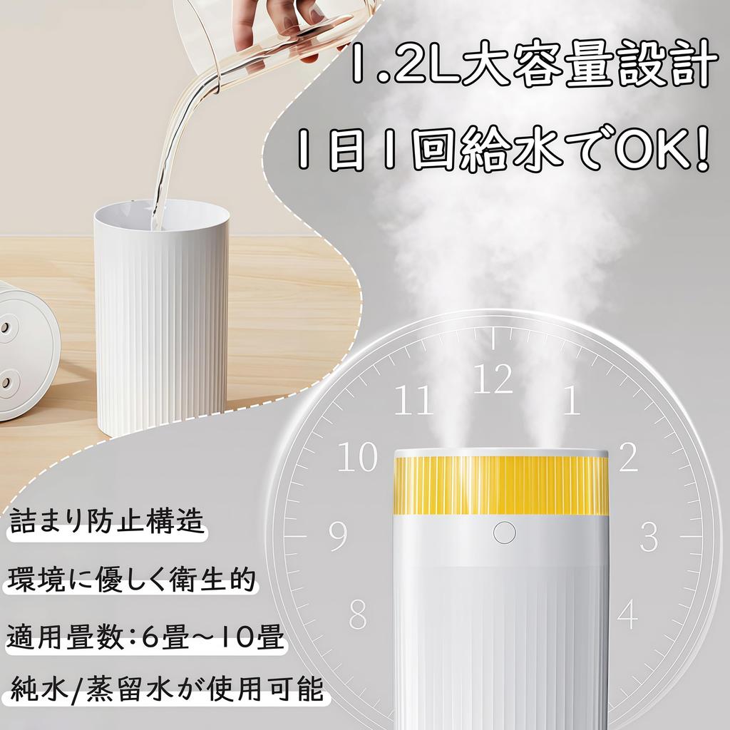 Mutenye Compact Tabletop Large Capacity Dual LED Quiet 3 Adjustable USB Pollen Compact and Suitable for and Home Use Humidifier, 1200ml, Outlets,