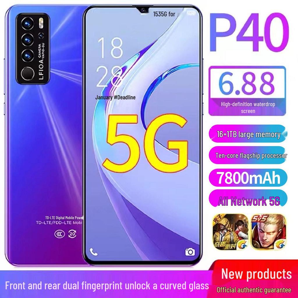 Genuine P40 5G Android Smartphone, 6.8" for Students & Seniors