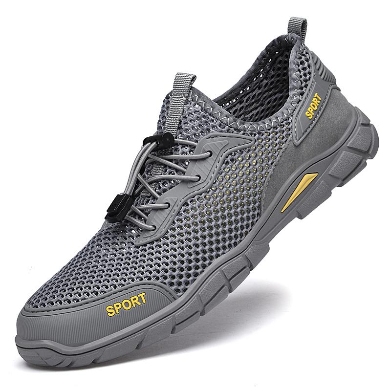 

High Quality Brand Men s Park Walking Shoes Anti Slip Soft Soled Men s Driving Shoes Simple Mesh Casual Shoes Versatile 46 серый