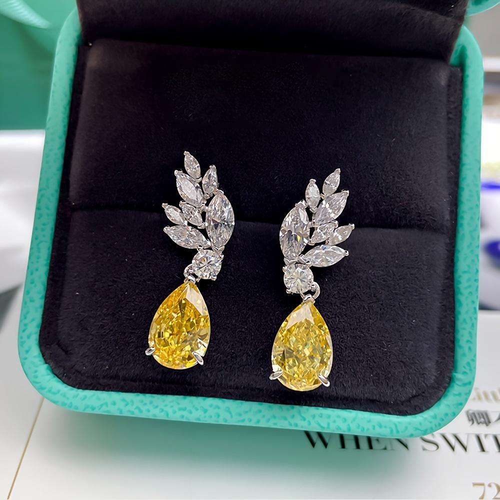 

Персонализированные серьги-подвески с желтым цирконом для женщин 2024 новый стиль темперамент высокое качество свадебная вечеринка циркон свадебный циркон