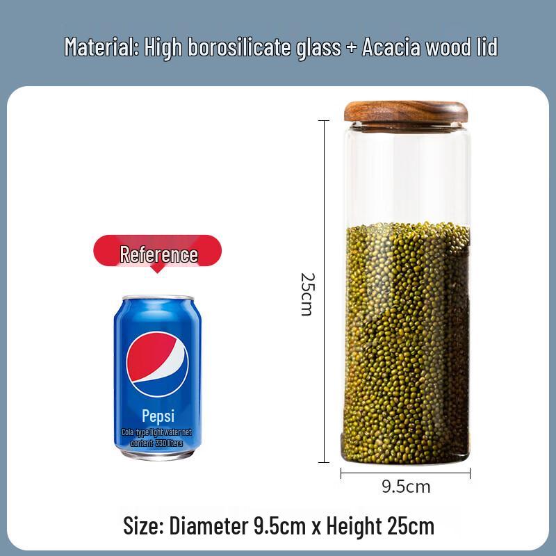 Zhishi Glass Storage Jar Set with Acacia Wood Lids