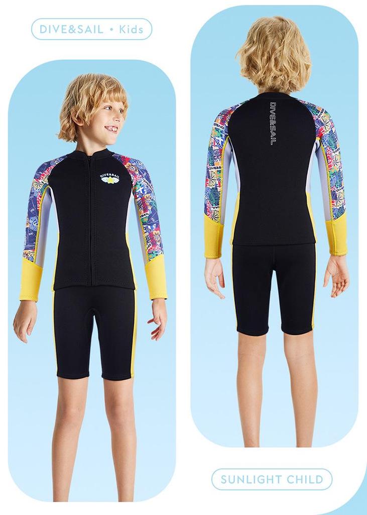 DIVE&SAIL Kids' 2.5MM Split Wetsuit: Warm, Cold-Resistant for Diving, Snorkeling, Swimming & Surfing.