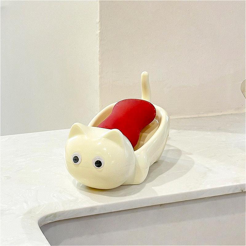 Cute Little Cat Soap Box Toilet Soap Box Tray Bathroom Accessories Toilet Tools Home Decoration Toilet Drain Soap Box