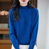 A New Style of Women's Autumn and Winter Hollowed-out Knitted Sweater Paired with A Base Layer A Pullover Long-sleeved and Semi-high-neck Sweater