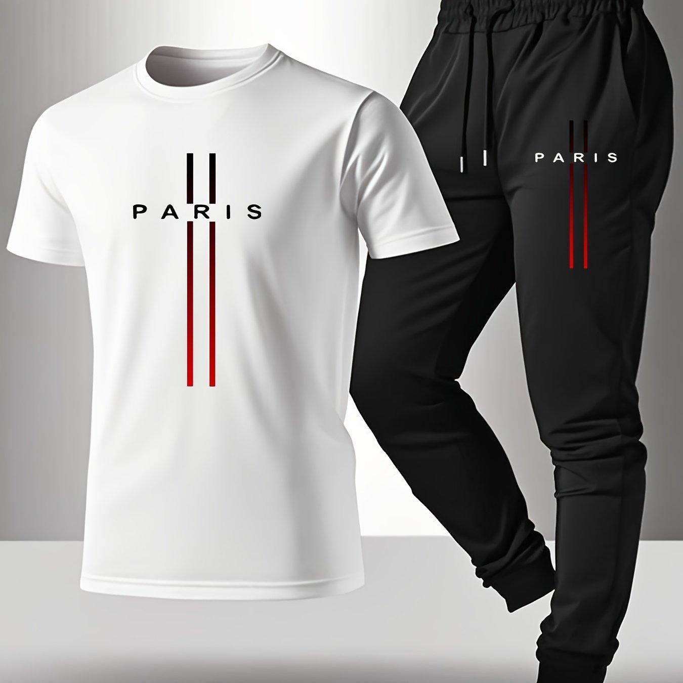 

Мужской повседневный свободный спортивный комплект с короткими рукавами и брюками Быстросохнущий, впитывающий пот, мягкий, дышащий, легкий мужской комплект с футболкой S