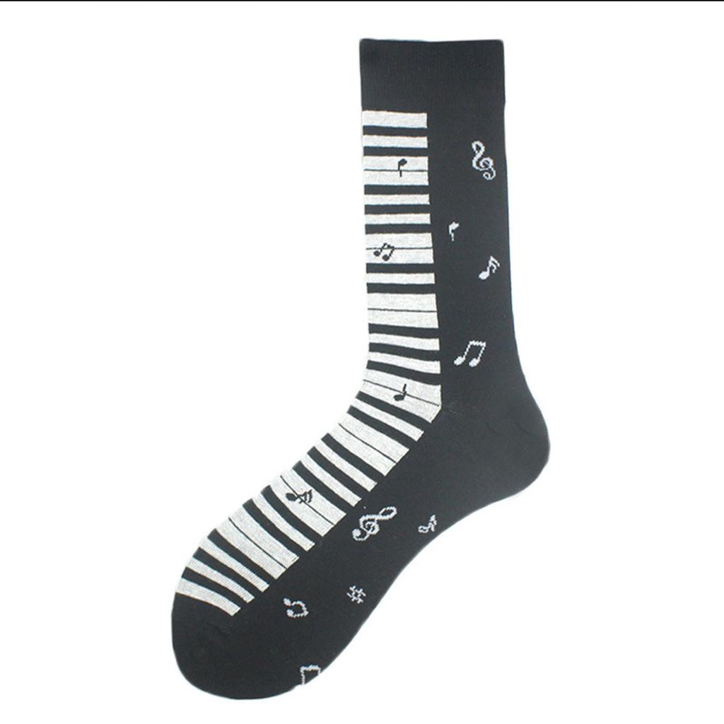 CHAOZHU 1 Paar Herrensocken Plus Übergröße Herbst Winter Lange Crew Ausgefallene Jacquard Männlich Lustig Musikliebhaber Geschenk Socken Für Mann