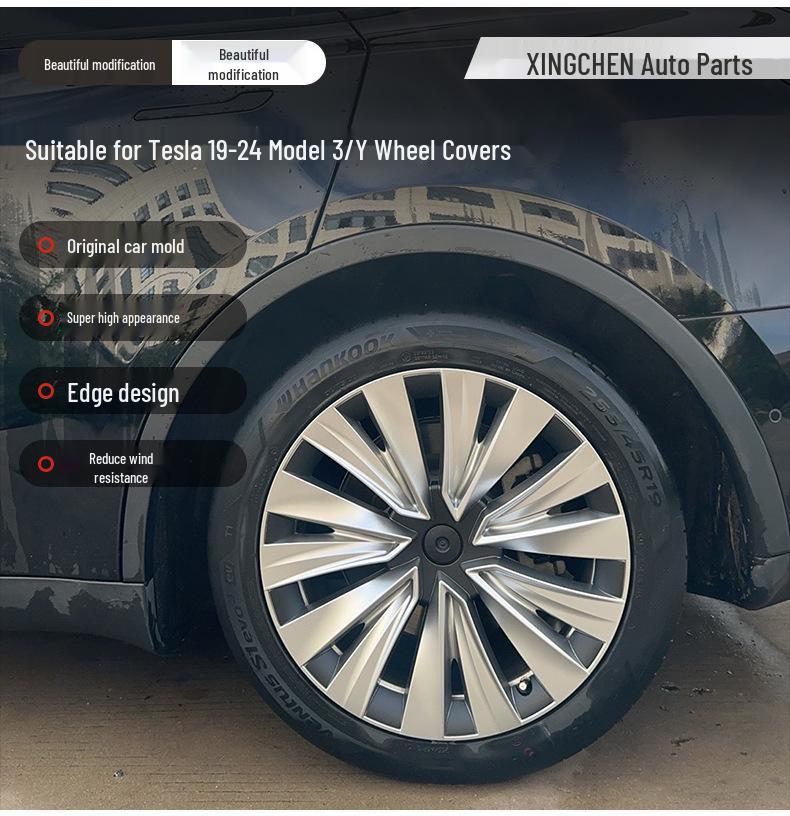 2019-2024 Model Y 34th Gen 19'' Wheel Covers, Full Edge Protection, Anti-Scratch Design