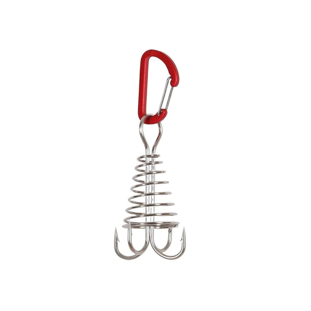 Fishing Tent Stake Spiral Hook with Carabiner Clip Durable Metal Octopus Clamp for Outdoor Camping and Tent Securing