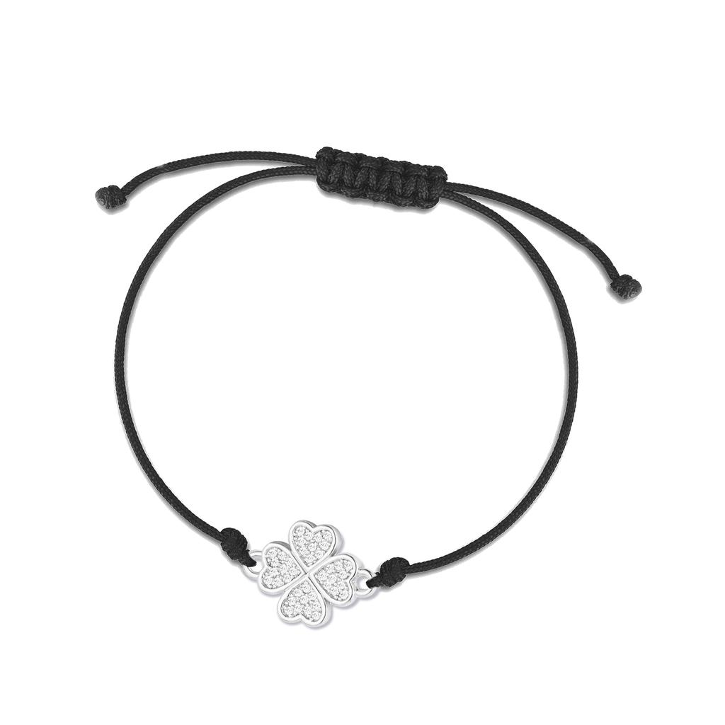 AAA Weiße Zirkonia Steine Vier Herz Blatt Klee Armband Damen Einfacher Roter Faden Zirkonia Kristall Freundschaft Schmuck Geschenk