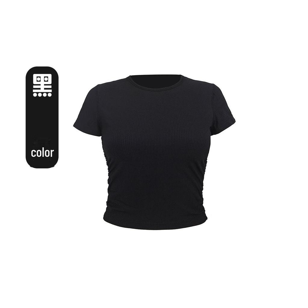 Lu Yoga Fitness Women's Slim Quick-Dry Short-Sleeve T-Shirt for Running