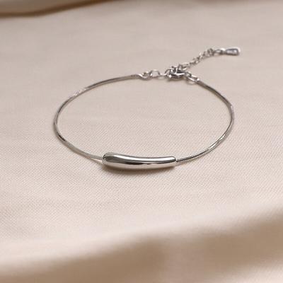 925 Sterling Silver Curved Tube Bracelet for Women Geometric Waterdrop Bracelet Party Jewelry Gifts