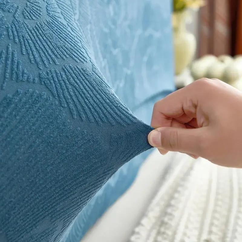 1 PC Spritzwassergeschützter Kopfteilbezug, Blumenmuster, Kopfteilbezug, gestrickter elastischer Jacquard-Nachttischbezug für das Bett im Schlafzimmer