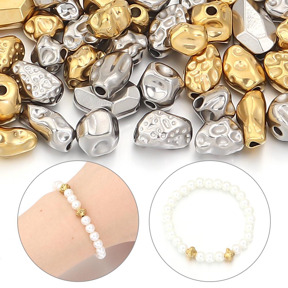 5-10pcs/lot Stainless Steel Spacer Beads Irregular Shape Big Hole Loose Bead For DIY Charms Bracelet Necklace Making Accessories