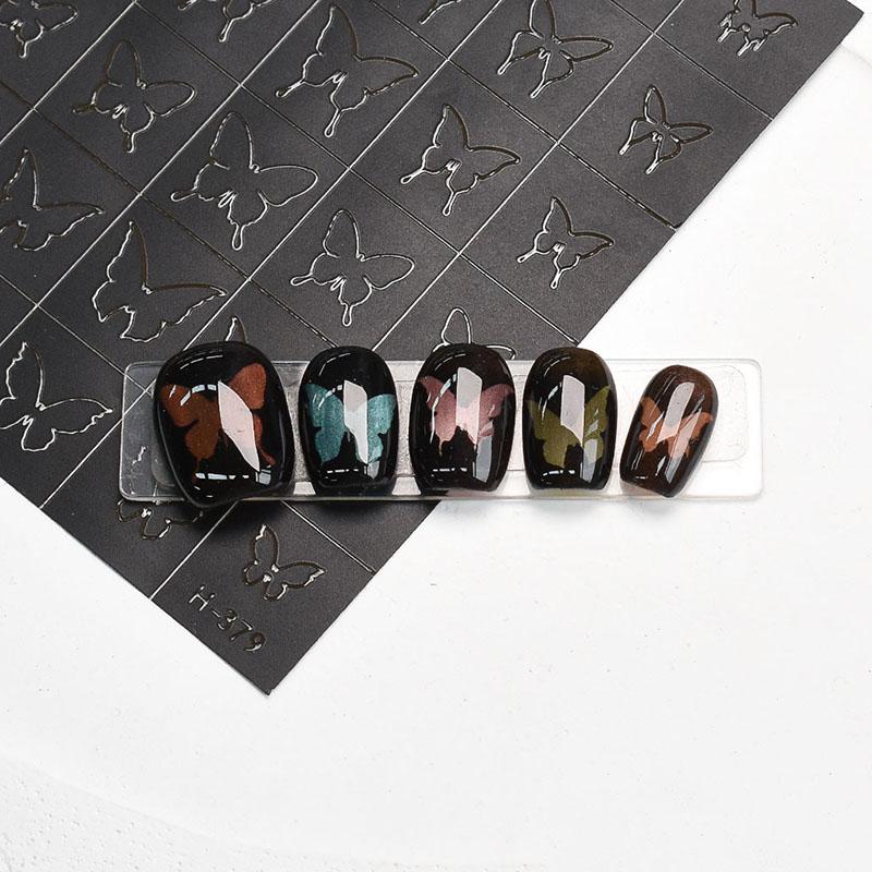 Hallow Butterfly Bow Knot Nail Art Sticker Self Adhesive Sticker Manicure Salon Supply French Smudge Template Auxiliary Sticker