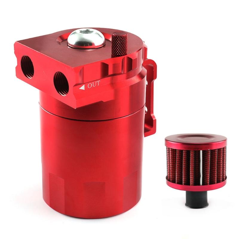 Auto Aluminum Motors Oil Catch Can Reservoir Capture for Tank with Breathing Apparatus Twin Cylinder Engine Universal Fi