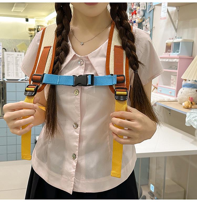 Dopamine Color Block Parent-Child Backpack for Kindergarten & Primary Girls – Lightweight Schoolbag for Outings