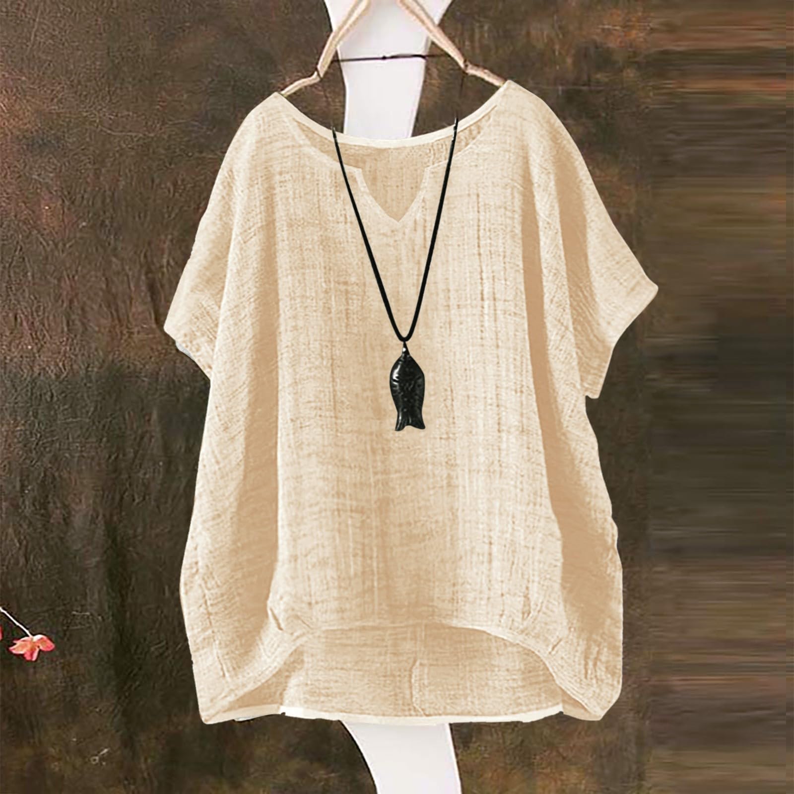 Women s Fashionable Oversized Bohemian- Shirt With Round Neck In Plus Size S