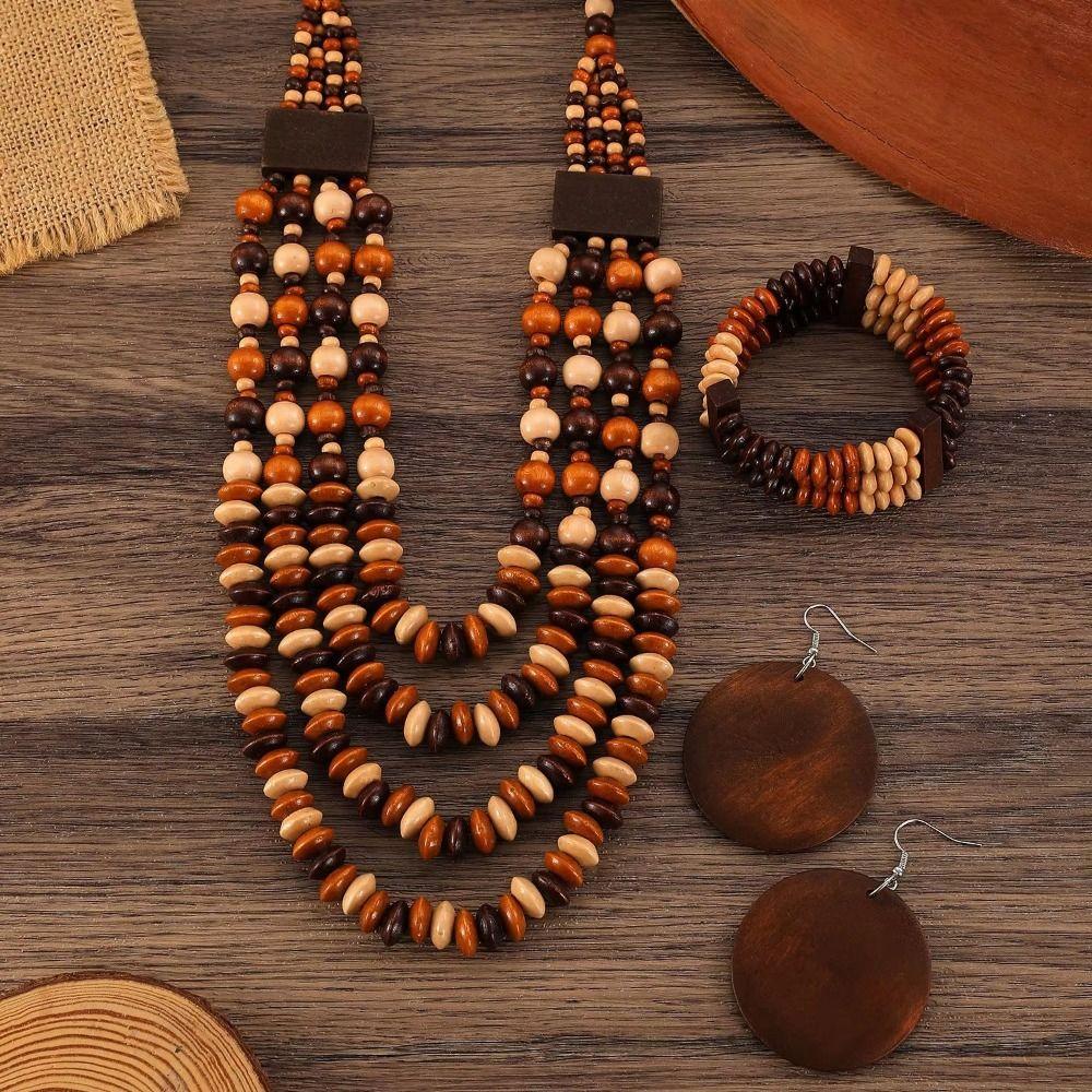 Colorful Vintage Boho Bib Beads Handmade Geometric Beaded Necklace  Women Party Accessories