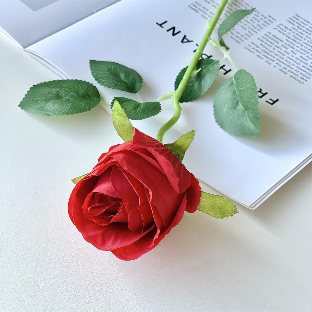 Artificial Pink Rose Flower Valentine's Day Wedding Bridal Photography Props Home Decoration Simulation Silk Rose Bouquet