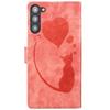 For Samsung Galaxy S23 Phone Case Cute Cat Imprint PU Leather Wallet Flip Cover