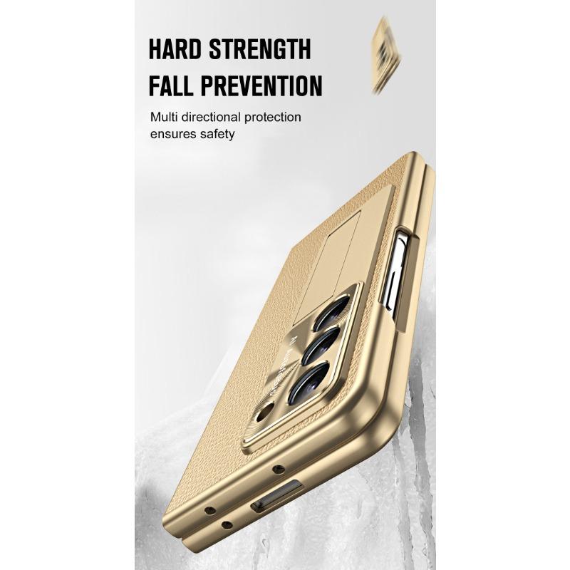 Electroplating Clemence Metal Stand Phone Case for Samsung Galaxy Z Fold 6 5 4 3 Fold6 Fold5 Fold4 Fold3 with Kickstand Holder Protective Cover