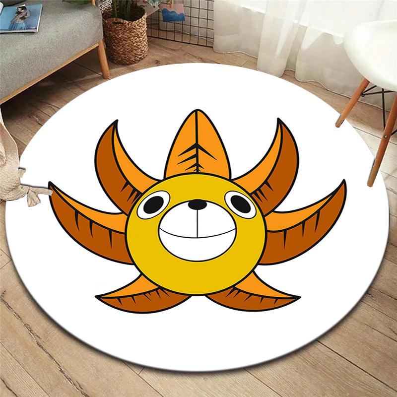 One Piece Jolly Roger Logo Round Area Rug Carpet Rug For Living Room Bedroom Sofa Playroom Decor Nonslip Floor Mat
