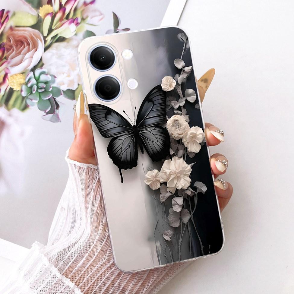 Handyhülle Für Vivo Y05 Hülle Transparent Ästhetisch Mode Schmetterling Süße Katze Cool Bemalt Weich Funda Für Y05 Vivo Hülle