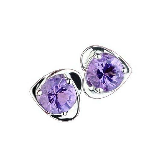 Korean-Style Amethyst Heart Zircon Earrings: Romantic Purple Gift for Girlfriend
