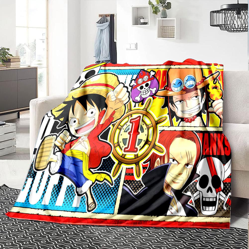 1PC One Piece Monkey D Luffy Patterned Flannel Blanket Suitable For All Seasons For Home Decor Warmth And Comfort Gifts Holiday Present