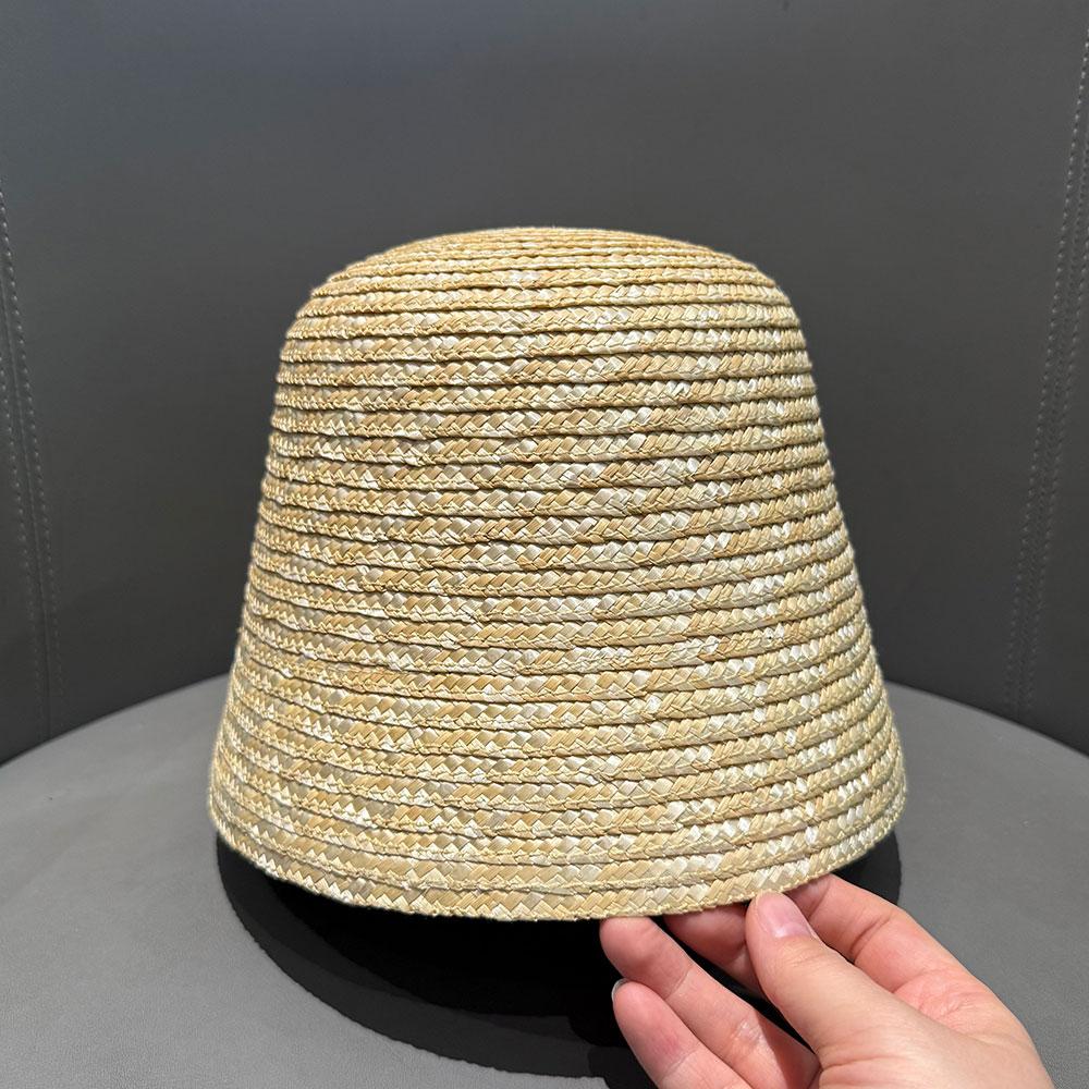 Nowy Klasyczny Designerski Słomkowy Kapelusz Bucket dla Kobiet Pleciony Kapelusz Letni Codzienny Podróżny Ochrona Przeciw Słońcu Kapelusz Słoneczny Luksusowy Prosty Kapelusz Bucket Panama