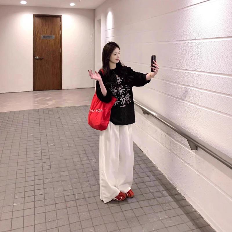 Spring Autumn Loose Casual Sunflower Printing Cotton Pullover Tee Top Women Long Sleeve Fashion Simple T-shirt