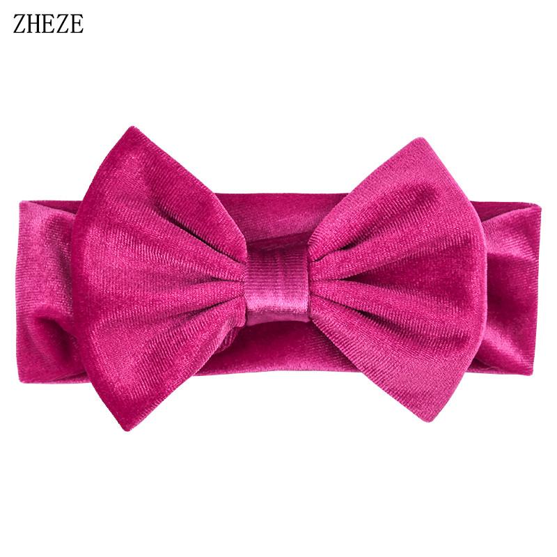 Baby Soft 5" Hair Bow Headband Kids Girls Velvet Headwrap Turband Toddler Photo Pro DIY Hair Accessories