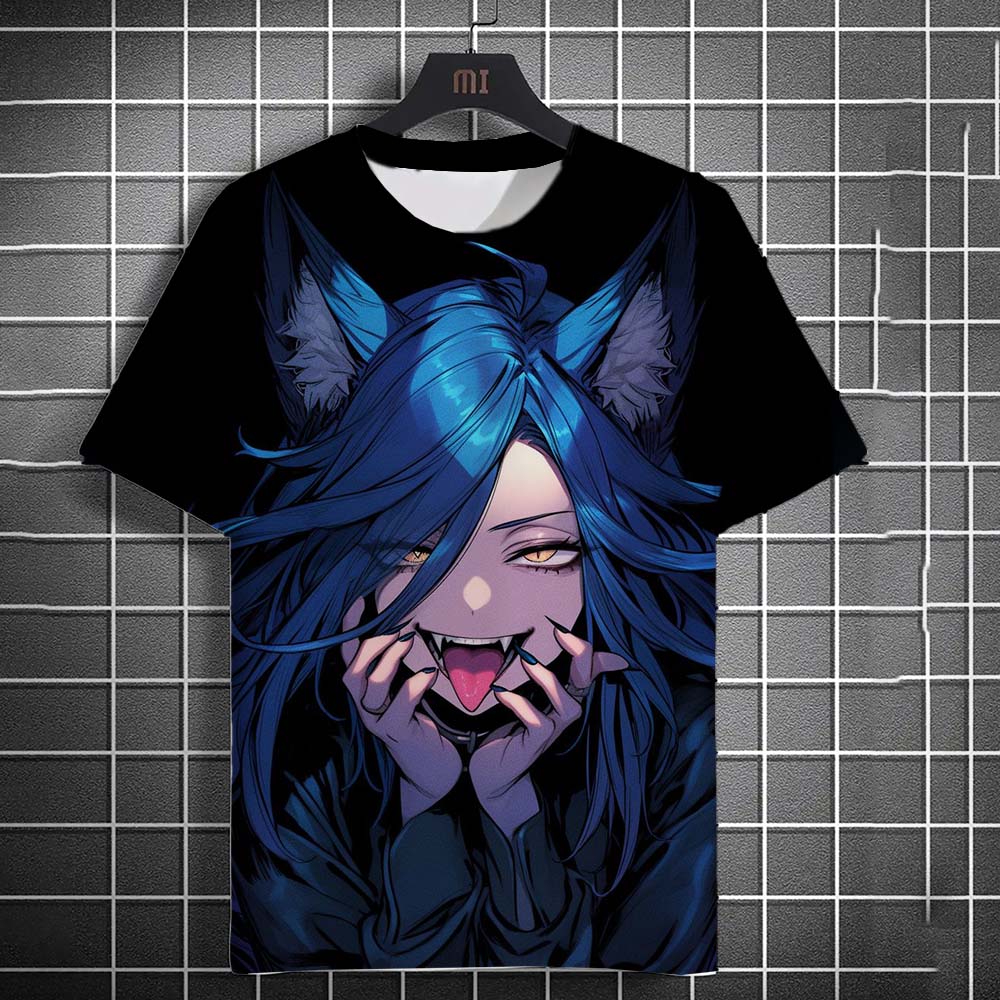 Men's T-shirt Fashion Cartoon Tattoo Girl Graphic T Shirts Summer Casual Harajuku Streetwear 3D Printed Hip Hop Unisex Top Tees