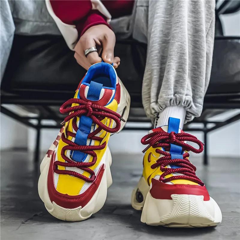 Fashion Men's Classic Sneakers Youth Thick Soled Height Increasing Wear Resistant Outdoor Leisure Running Shoes Zapatillas Deportivas