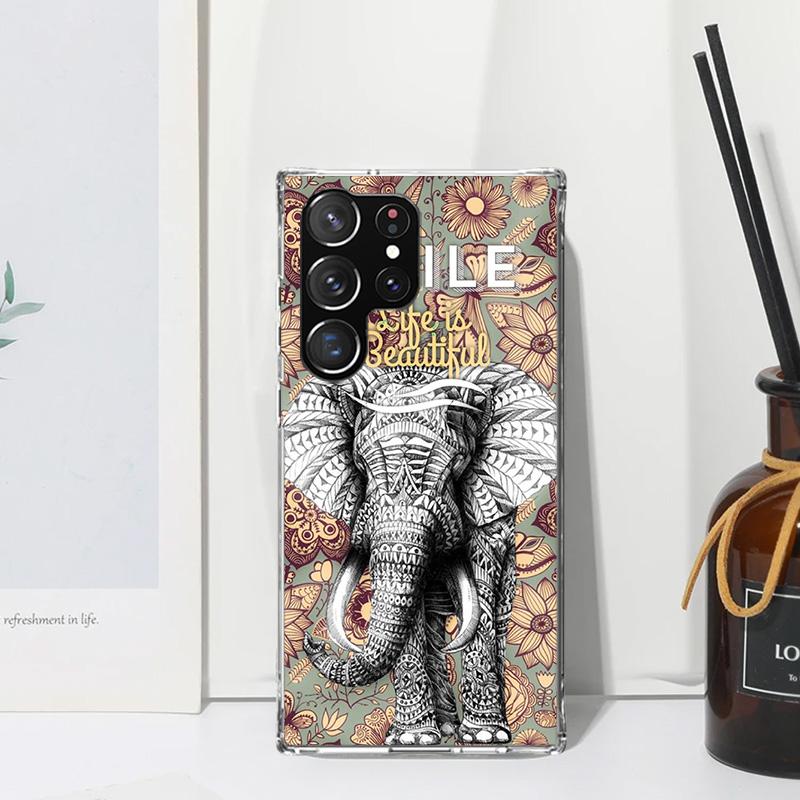 Elephant Mandala Aztec Phone Case For Samsung Galaxy S26 S25 Edge S24 FE S23 S22 Ultra S21 Plus S20 + Art Fundas Back Cover Gala