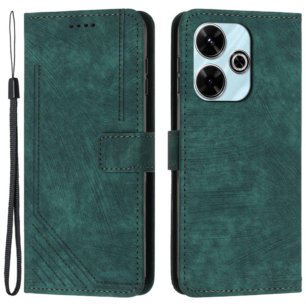 For Xiaomi Poco M6 4G/Redmi 13 5G/13 4G/Note 13R 5G Case Lines Imprint Shockproof PU Leather Phone Shell