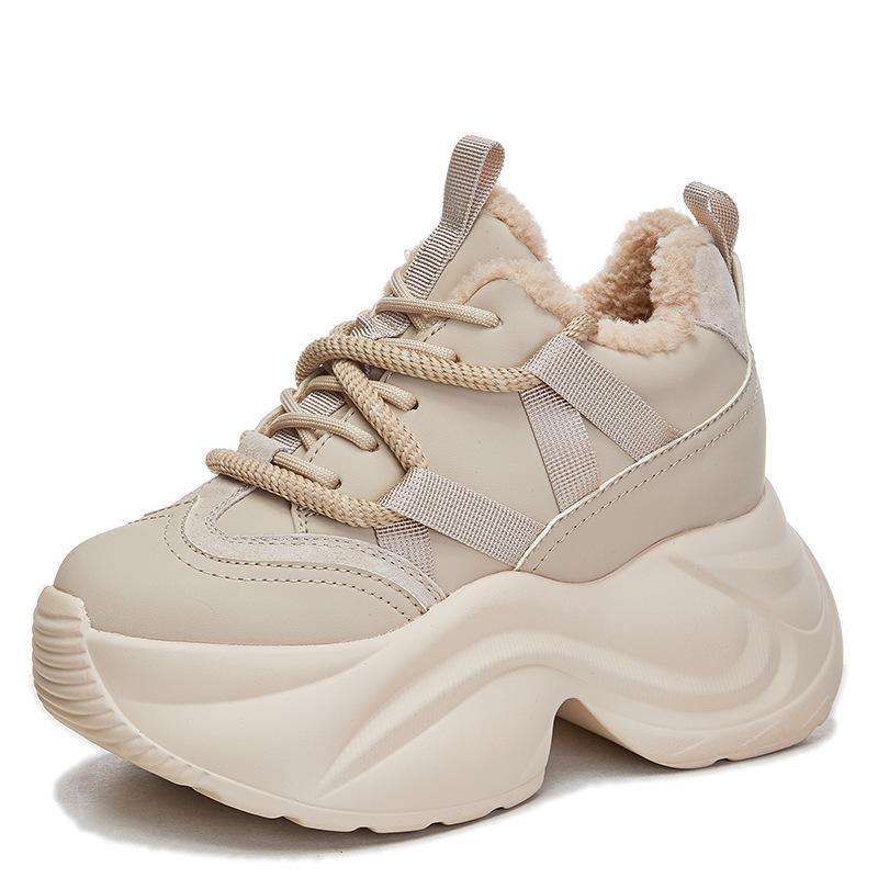 Innere Höherstellung neue flauschige Dad-Schuhe dicke Sohle Plüsch kleine Sport- und Freizeitschuhe