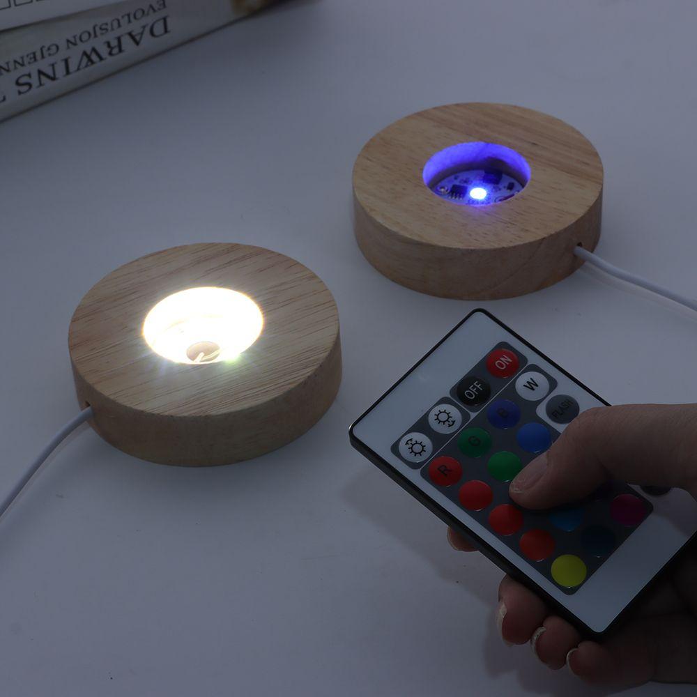 

Gift for Crystal Ball Night Light LED Lights Display Base Color Changing Wooden Lighted Base Stand white