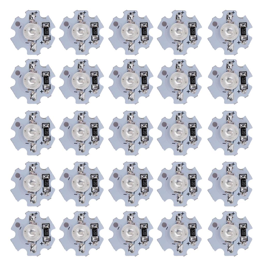 25 stk 0,5W 5V Høy effekt LED Lampeperle Lyskilde Chip med AluminiumplateHvit Lys: 6000?6500K