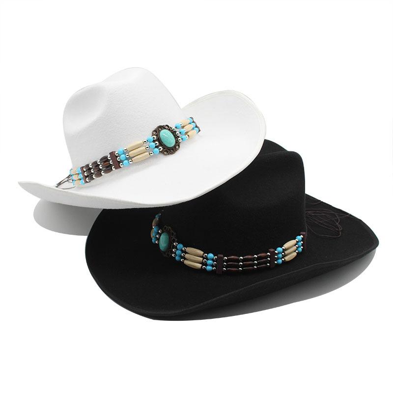 Woolen Hat Western Cowboy Gift Hat Men'S And Women'S Couple Hat Curled Ethnic Style Top Hat