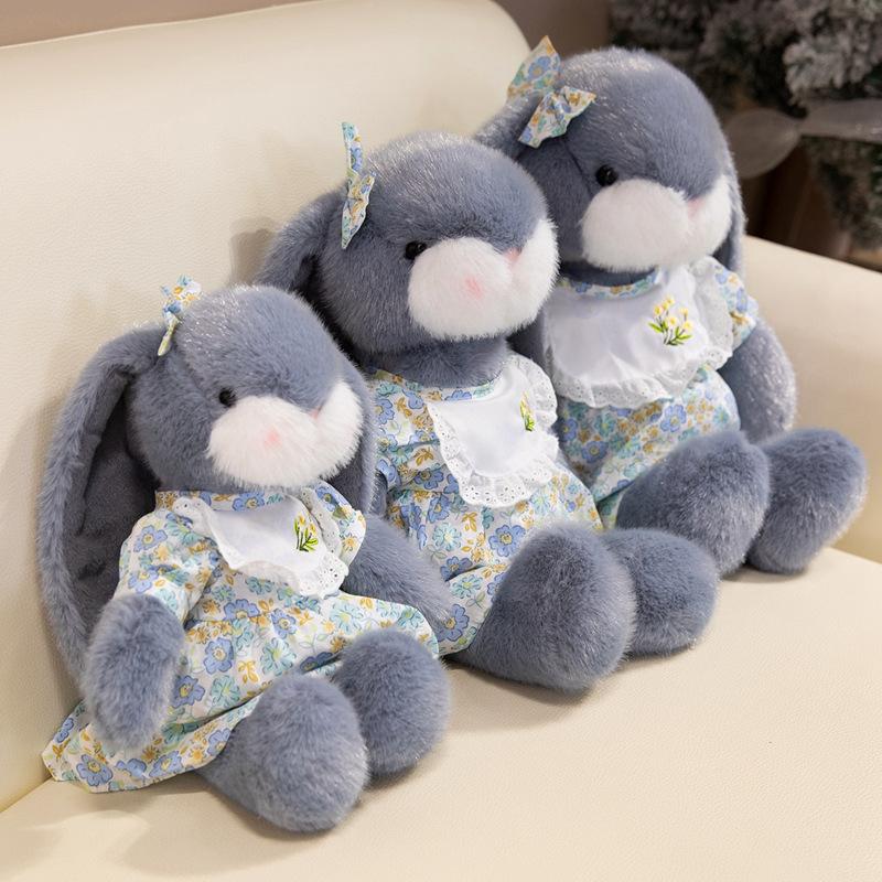 35cm Kawaii Floral Rabbit PlushToys Easter Day Toys Dolls Cartoon Bunny Stuffed Dolls Sleeping Companion Dolls