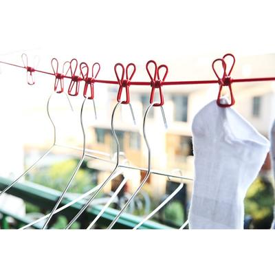 Clothesline with 12 Clamps for Outdoor Travel Portable Retractable Windproof Non-slip Elastic Drying Rack Line