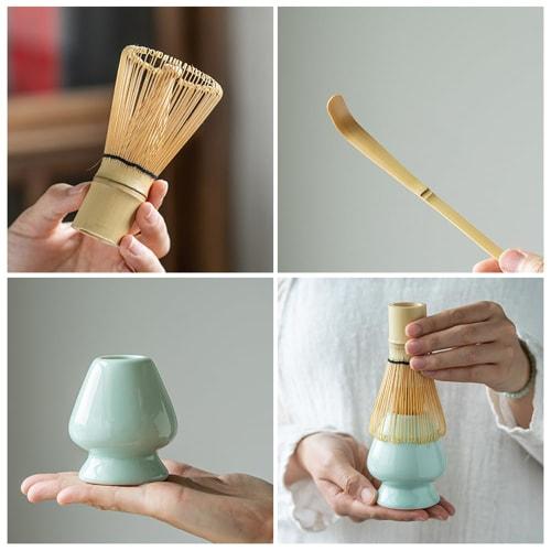 Japanese-style Matcha Tea Ceremony Utensil Set, 100-piece Tea Brush Set, Song Dynasty Bamboo Tea Utensil Set (Blue)