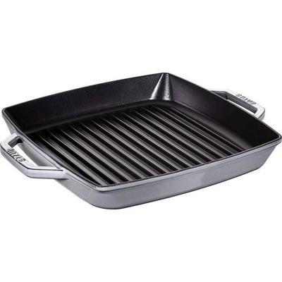 Grill Żeliwny - STAUB - 33 cm - Szary Grafitowy - Ergonomiczne Uchwyty - Kompatybilny z Indukcją