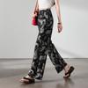 SOFSIL Women's Retro Paisley Print High-Waist Wide-Leg Pants